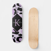 Paarse zwarte luipaard Cheetah Spots Print Monogra Persoonlijk Skateboard (Voorkant)