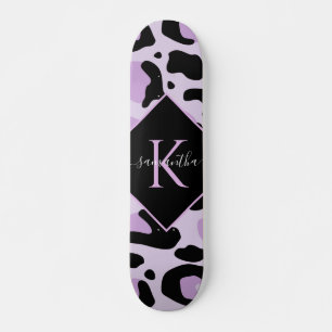 Paarse zwarte luipaard Cheetah Spots Print Monogra Persoonlijk Skateboard