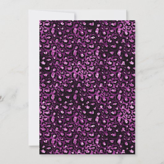 Paarse Zwarte Luipaard Spots Glitter Lijst Verjaar Kaart (Achterkant)