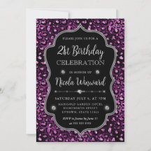 Paarse Zwarte Luipaard Vlekken Glitter Frame Verja