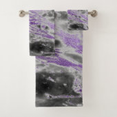 PAARSE ZWARTE MARBLE BATHROOM TOWEL SET BAD HANDDOEK (Insitu)