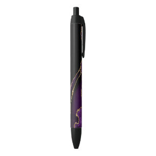 Paarse Zwarte Marmer Agate Donkere Glamour Gouden Inkt Pen