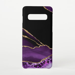 Paarse Zwarte Marmer Agate Donkere Glamour Gouden Samsung Galaxy S10 Hoesje