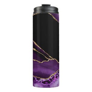Paarse Zwarte Marmer Agate Donkere Glamour Gouden Thermosbeker