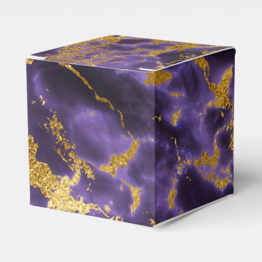 Paarse zwarte marmer Gold Glitter Patroon Bedankdoosjes (Voorkant Zijde)