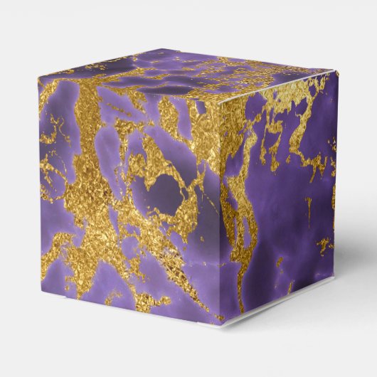 Paarse zwarte marmer Gold Glitter Patroon Bedankdoosjes (Achterkant)