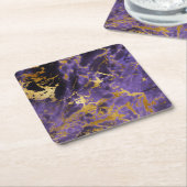 Paarse zwarte marmer Gold Glitter Patroon Kartonnen Onderzetters (Schuin)