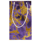 Paarse zwarte marmer Gold Glitter Patroon Klein Cadeauzakje (Achterkant)