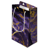 Paarse zwarte marmer Gold Glitter Patroon Klein Cadeauzakje (Voorkant Gekanteld)