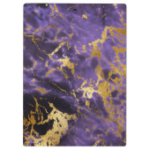 Paarse zwarte marmer Gold Glitter Patroon Klembord (Achterkant)