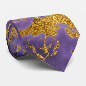 Paarse zwarte marmer Gold Glitter Patroon Stropdas (Opgerold)