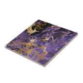 Paarse zwarte marmer Gold Glitter Patroon Tegeltje (Zijkant)