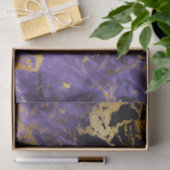 Paarse zwarte marmer Gold Glitter Patroon Tissuepapier (Geschenk)