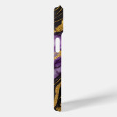 Paarse zwarte marmeren patroon met goud Case-Mate iPhone case (Achterkant / Rechts)