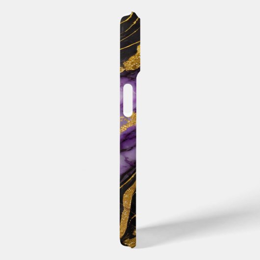 Paarse zwarte marmeren patroon met goud Case-Mate iPhone case (Achterkant / Rechts)