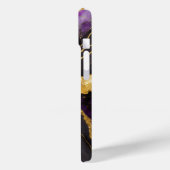 Paarse zwarte marmeren patroon met goud Case-Mate iPhone case (Achterkant / Links)