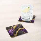 Paarse zwarte marmeren patroon met goud kartonnen onderzetters (Insitu)