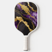 Paarse zwarte marmeren patroon met goud pickleball paddle (Achterkant)