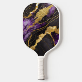 Paarse zwarte marmeren patroon met goud pickleball paddle