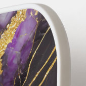 Paarse zwarte marmeren patroon met goud pickleball paddle (Links Detail)