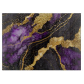 Paarse zwarte marmeren patroon met goud snijplank (Voorkant)