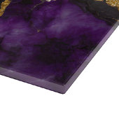 Paarse zwarte marmeren patroon met goud snijplank (Hoek)