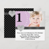 Paarse zwarte meisjes foto 1e verjaardagsfeest kaart (Voorkant / Achterkant)