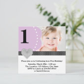 Paarse zwarte meisjes foto 1e verjaardagsfeest kaart (Staand voorkant)