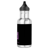 Paarse zwarte monogram moderne naam waterfles (Rechts)