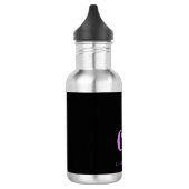 Paarse zwarte monogram moderne naam waterfles (Links)