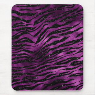 Paarse & Zwarte Ombre Glam Glitter Tijgerstrepen Muismat