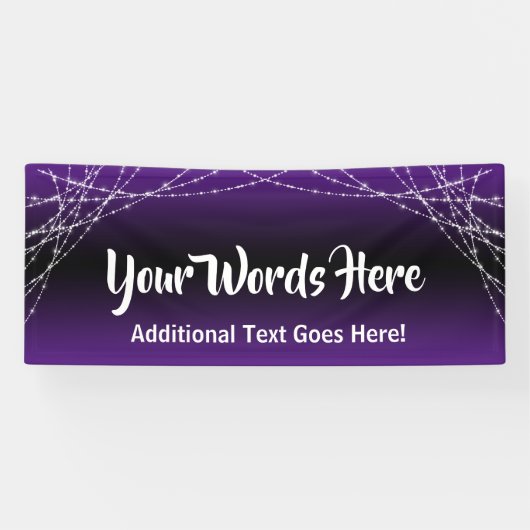 Paarse zwarte ombre lichtstrings Voeg je eigen tek Spandoek (Horizontaal)
