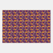 Paarse, zwarte, Oranje en grijze Halloween Mix Inpakpapier Vel (Voorkant 3)