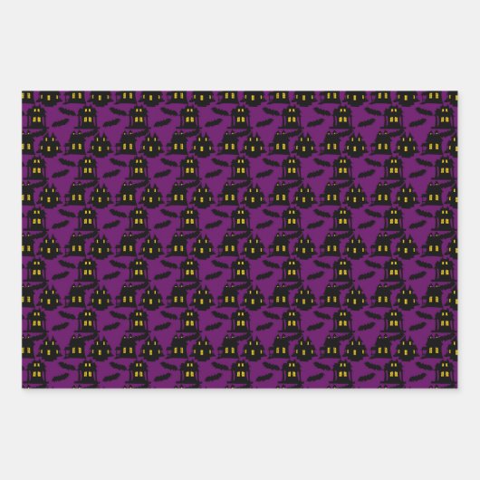 Paarse, zwarte, Oranje en grijze Halloween Mix Inpakpapier Vel (Voorkant)