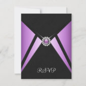 Paarse zwarte Paarse feestuitnodiging RSVP (Voorkant)