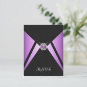Paarse zwarte Paarse feestuitnodiging RSVP (Staand voorkant)