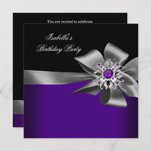 Paarse zwarte Paarse juweelpartij Kaart (Voorkant / Achterkant)