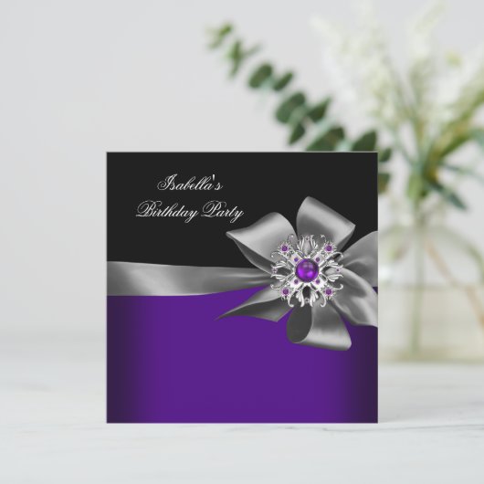Paarse zwarte Paarse juweelpartij Kaart (Staand voorkant)