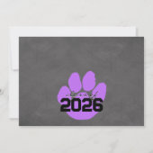 Paarse & Zwarte Paw Print Afstuderen Aankondiging (Achterkant)