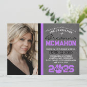 Paarse & Zwarte Paw Print Afstuderen Aankondiging