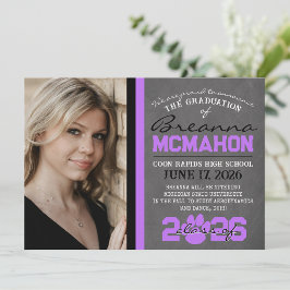 Paarse & Zwarte Paw Print Afstuderen Aankondiging