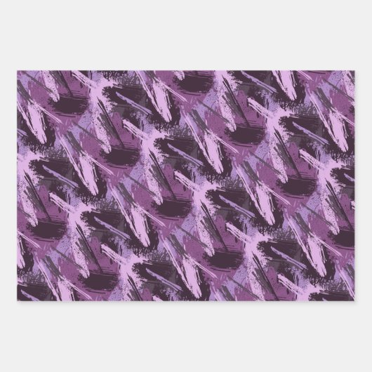 Paarse zwarte penseel inpakpapier vel (Voorkant)