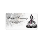 Paarse & Zwarte Quinceañera Meisje Etiket (Voorkant)