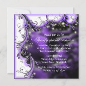 Paarse zwarte quinceanera - zoete 16 - partij kaart (Achterkant)