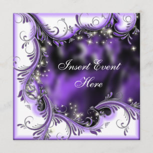 Paarse zwarte quinceanera - zoete 16 - partij kaart