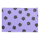 Paarse zwarte retro Y2K gedurfde bloesem bloempatr Kussensloop (Achterkant)