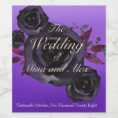 Paarse Zwarte Roos Elegant Goth Persoonlijk Wijnet Wijn Etiket (Enkel label)