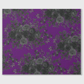 Paarse & Zwarte Roos Gotische Bruiloft Wrapping Pa Cadeaupapier (Vlak)