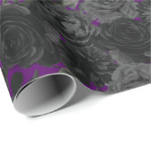 Paarse & Zwarte Roos Gotische Bruiloft Wrapping Pa Cadeaupapier (Rol Hoek)