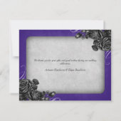 Paarse zwarte Rozen gotische bruiloft Bedankkaart (Achterkant)
